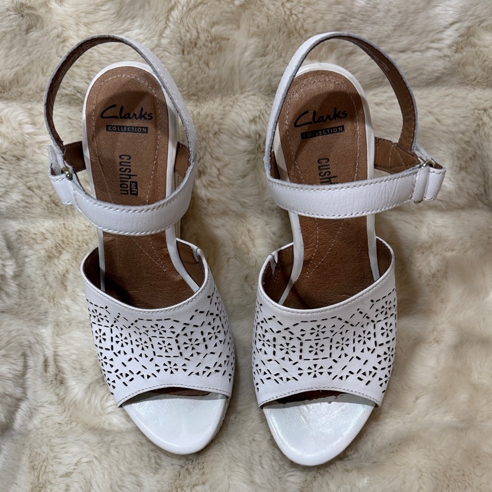 Clarks Women's White Cutout Sandals